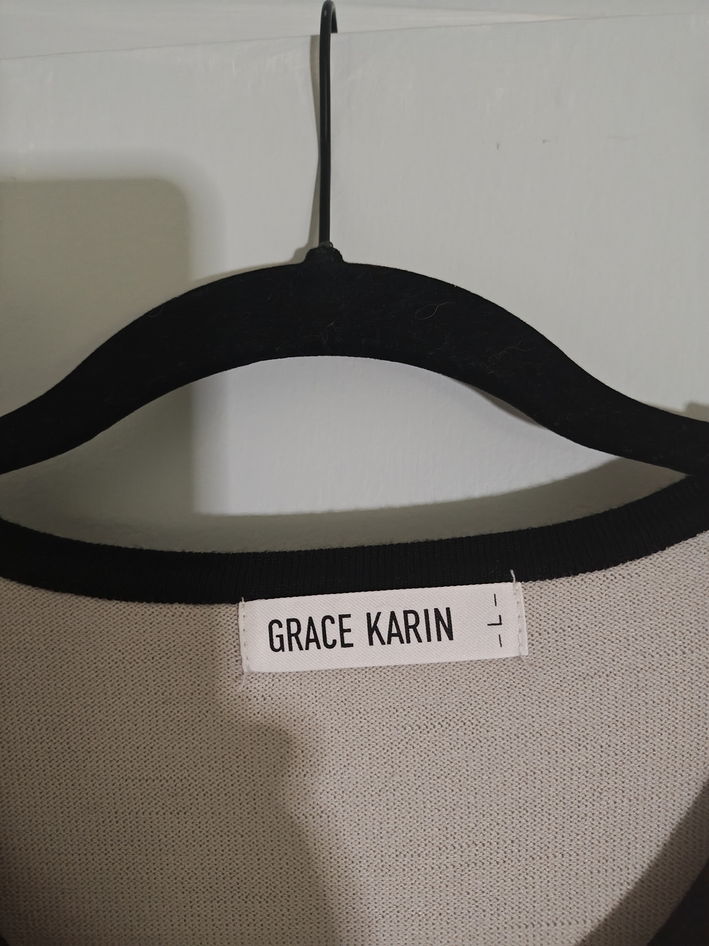 Grace Karin Beige Short Sleeve Cardigan with Black Trim - Picture 3 of 6